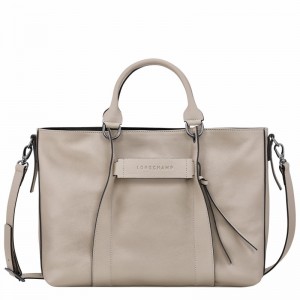 Longchamp 3D L Handbag - Leather Grey USA | 10198HCV299