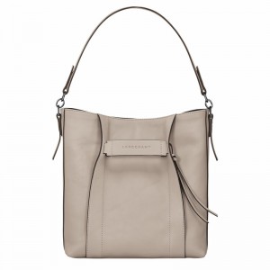 Longchamp 3D M Hobo bag - Leather Grey USA | 10225HCV299