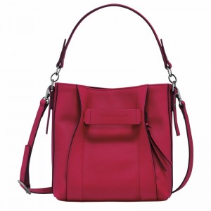 Longchamp 3D S Crossbody bag - Leather Fuchsia USA | 10215HCVJ13