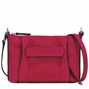 Longchamp 3D S Crossbody bag - Leather Fuchsia USA | 10199HCVJ13