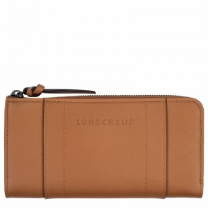 Longchamp 3D Zip around wallet - Leather Beige USA | L3418HCV016-