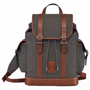 Longchamp Boxford Backpack - Recycled canvas Brown USA | 20035080042