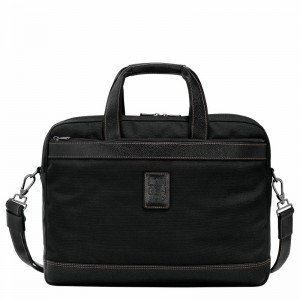 Longchamp Boxford L Briefcase - Recycled canvas Black USA | L1487080001