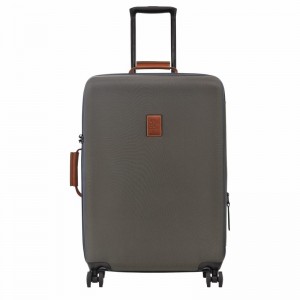 Longchamp Boxford L Suitcase - Recycled canvas Brown USA | 24018080042-