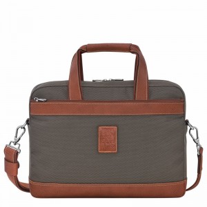 Longchamp Boxford S Briefcase - Recycled canvas Brown USA | L1486080042