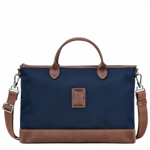 Longchamp Boxford S Briefcase - Recycled canvas Blue USA | 20032080127-