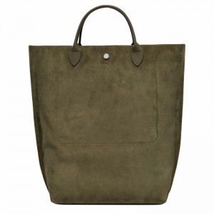 Longchamp Cabas M Tote bag - Leather Khaki USA | 10277HFO292