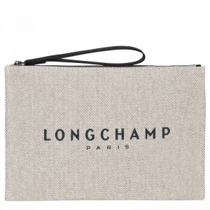 Longchamp Essential Pouch - Canvas White USA | 34136HSG037