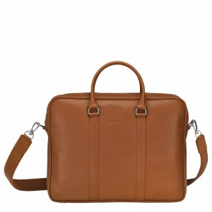 Longchamp Le FOULONNÉ M Briefcase - Leather Caramel USA | L2123021F72