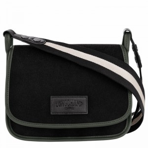 Longchamp Le FOULONNÉ M Crossbody bag - Canvas Black USA | 10135HFN001