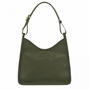 Longchamp Le FOULONNÉ M Hobo bag - Leather Khaki USA | 10155021892