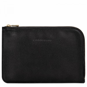 Longchamp Le FOULONNÉ Pouch - Leather Black USA | 30040021001