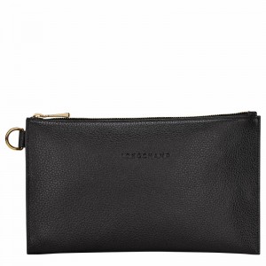 Longchamp Le FOULONNÉ Pouch - Leather Black USA | L2541021001