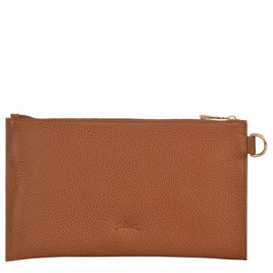 Longchamp Le FOULONNÉ Pouch - Leather Caramel USA | L2541021121