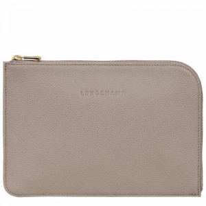 Longchamp Le FOULONNÉ Pouch - Leather Grey USA | 30040021P55