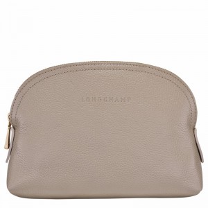 Longchamp Le FOULONNÉ Pouch - Leather Grey USA | L2527021P55