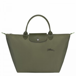 Longchamp Le Pliage Green M Handbag - Recycled canvas Green USA | L1623919479