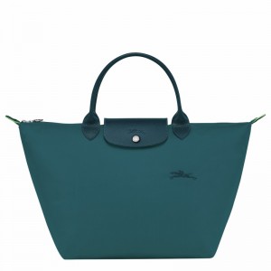 Longchamp Le Pliage Green M Handbag - Recycled canvas Peacock USA | L1623919P89