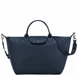 Longchamp Le Pliage Xtra L Handbag - Leather Navy USA | 10201987556