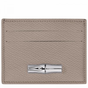 Longchamp Le Roseau Card holder - Leather Grey USA | L3218HFP266