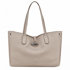 Longchamp Le Roseau Essential L Tote bag - Leather Grey USA | L2686968266