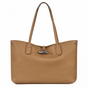 Longchamp Le Roseau Essential L Tote bag - Leather Khaki USA | L2686968026