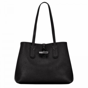 Longchamp Le Roseau Essential M Tote bag - Leather Black USA | 10183968001