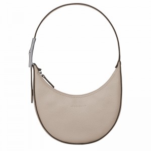 Longchamp Le Roseau Essential S Hobo bag - Leather Grey USA | 10217968266