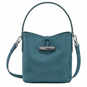 Longchamp Le Roseau Essential XS Bucket bag - Leather Peacock USA | 10159968P89