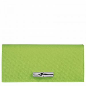 Longchamp Le Roseau Flap wallet - Leather Green Light USA | L3044HFP355