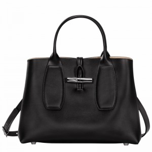 Longchamp Le Roseau M Handbag - Leather Bag Black | 10058HCL001