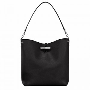 Longchamp Le Roseau M Shoulder bag - Leather Black USA | 10281HFP001