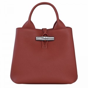 Longchamp Le Roseau S Handbag - Leather Bag Brown | 10273HFP404