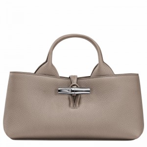 Longchamp Le Roseau S Handbag - Leather Grey USA | 10280HFP266