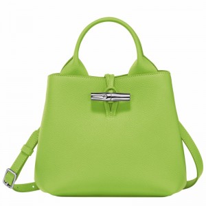 Longchamp Le Roseau S Handbag - Leather Green Light USA | 10273HFP355