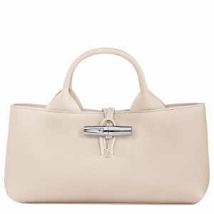 Longchamp Le Roseau S Handbag - Leather White USA | 10280HFP555