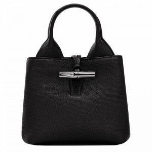 Longchamp Le Roseau XS Handbag - Leather Bag Black | 10278HFP001