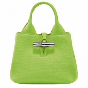 Longchamp Le Roseau XS Handbag - Leather Green Light USA | 10278HFP355