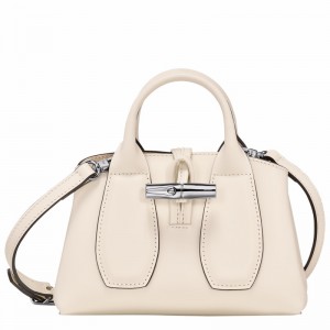 Longchamp Le Roseau XS Handbag - Leather White USA | 10057HCL037