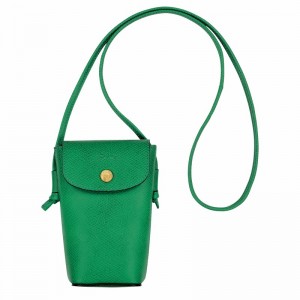 Longchamp ÉPURE Phone case with leather lace - Leather Green USA | 34193HYZ129