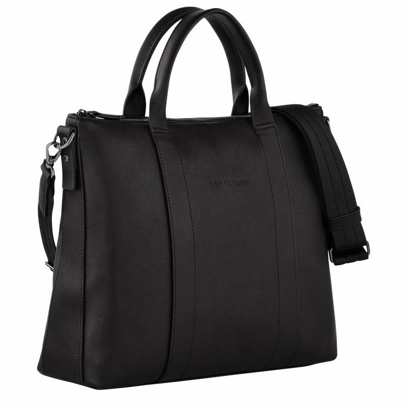 Longchamp 3D Briefcase - Leather Black USA | 10237HCV001