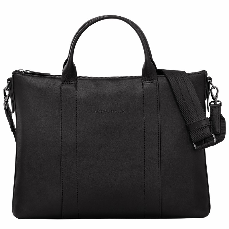 Longchamp 3D Briefcase - Leather Black USA | 10237HCV001