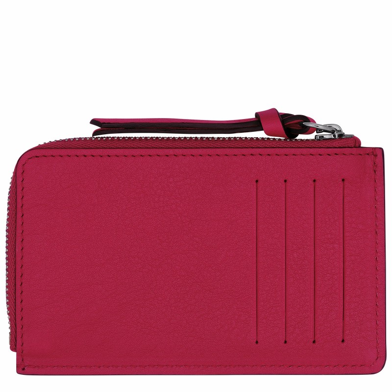 Longchamp 3D Card holder - Leather Fuchsia USA | 30034HCVJ13-