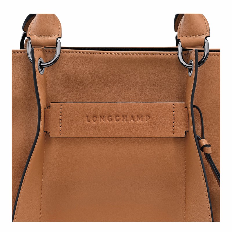 Longchamp 3D L Handbag - Leather Beige USA | 10198HCV016