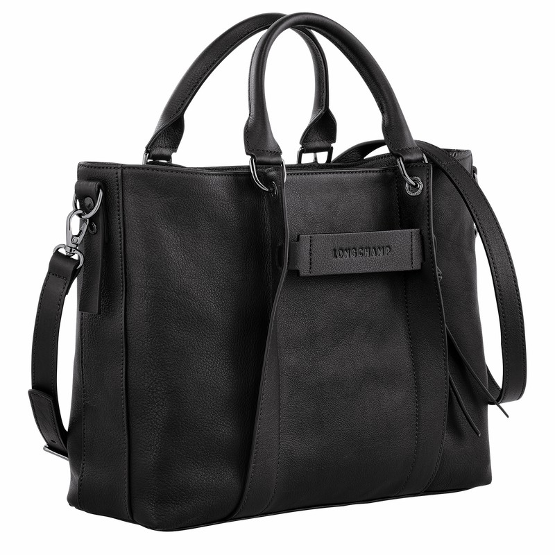 Longchamp 3D L Handbag - Leather Bag Black | 10198HCV001