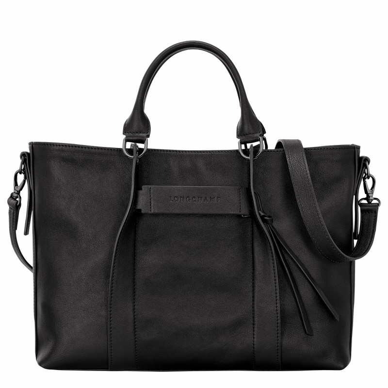 Longchamp 3D L Handbag - Leather Bag Black | 10198HCV001