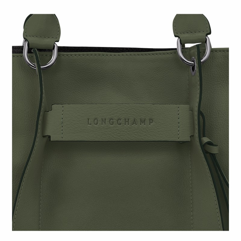 Longchamp 3D L Handbag - Leather Khaki USA | 10198HCV292