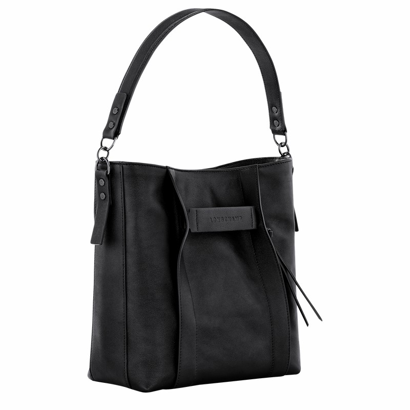 Longchamp 3D M Hobo bag - Leather Black USA | 10225HCV001