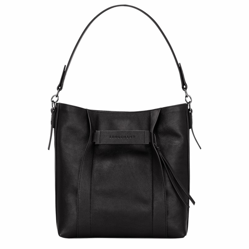 Longchamp 3D M Hobo bag - Leather Black USA | 10225HCV001