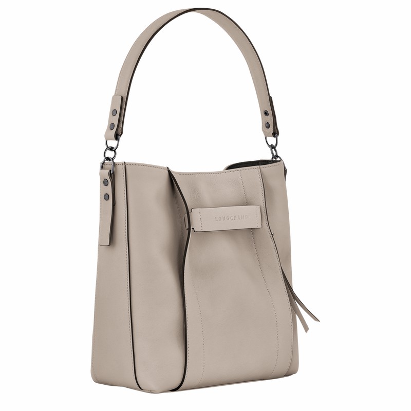 Longchamp 3D M Hobo bag - Leather Grey USA | 10225HCV299